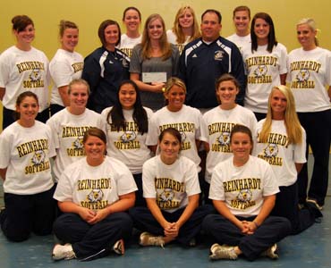 Reinhardt's softball team raised money for Susan G. Komen for the Cure and recently gave a check to the organization.